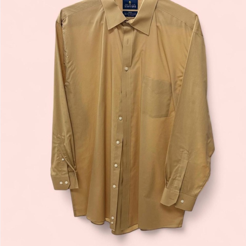 Stafford Men's Beige Dress Shirt